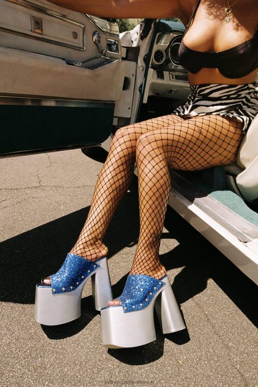 il Jeffrey Campbell 2-גבוהה סנדל פלטפורמה נשים כסף נוצץ כחול NN6N61095