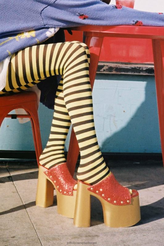 il Jeffrey Campbell 2-גבוהה סנדל פלטפורמה נשים זהב נצנצים אדום NN6N61096