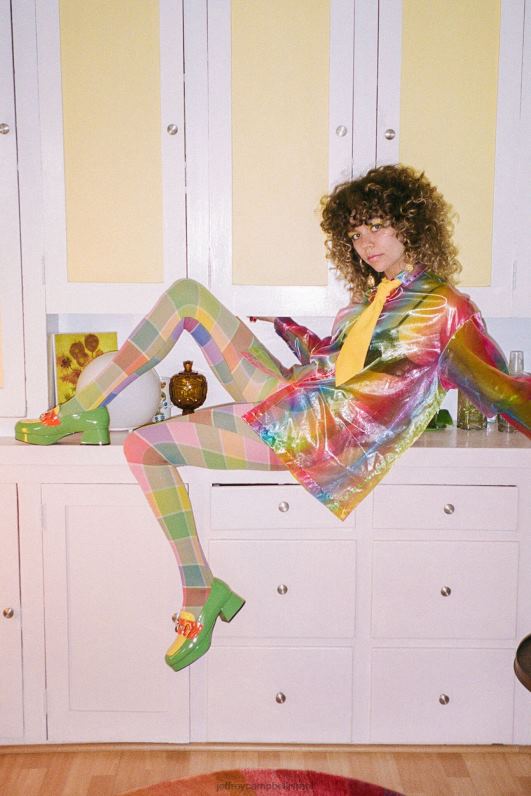 il Jeffrey Campbell תלמיד-2 משאבת פלטפורמה נשים משולבת טפיחה ירוקה צהוב כתום NN6N61265