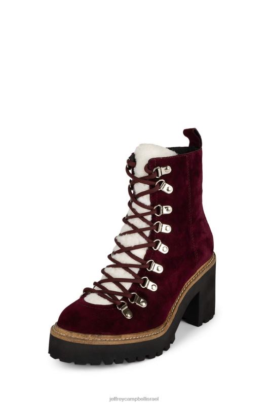 il Jeffrey Campbell מה-2 מגפי קרסול נשים יין זמש שנהב NN6N6368