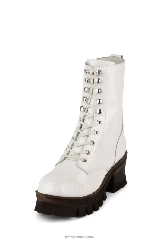 il Jeffrey Campbell שקמה3h מגפי קרסול נשים פטנט קמט לבן NN6N6363