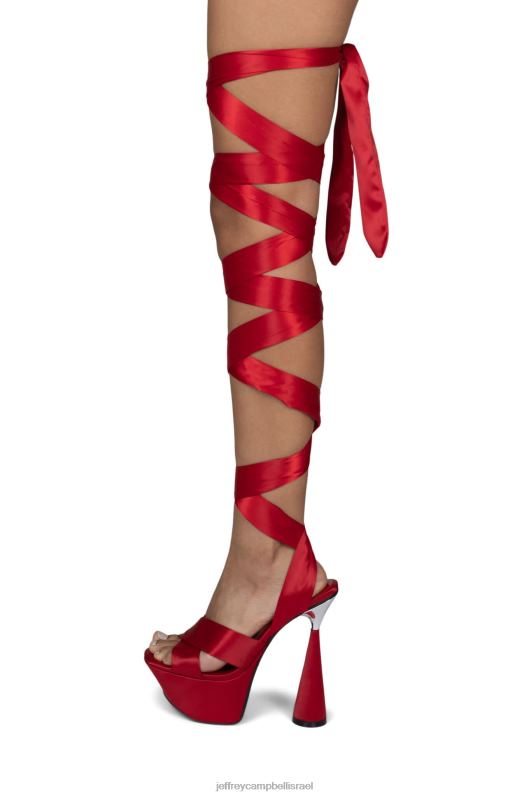 il Jeffrey Campbell בעוז סנדל פלטפורמה נשים סאטן אדום NN6N61026