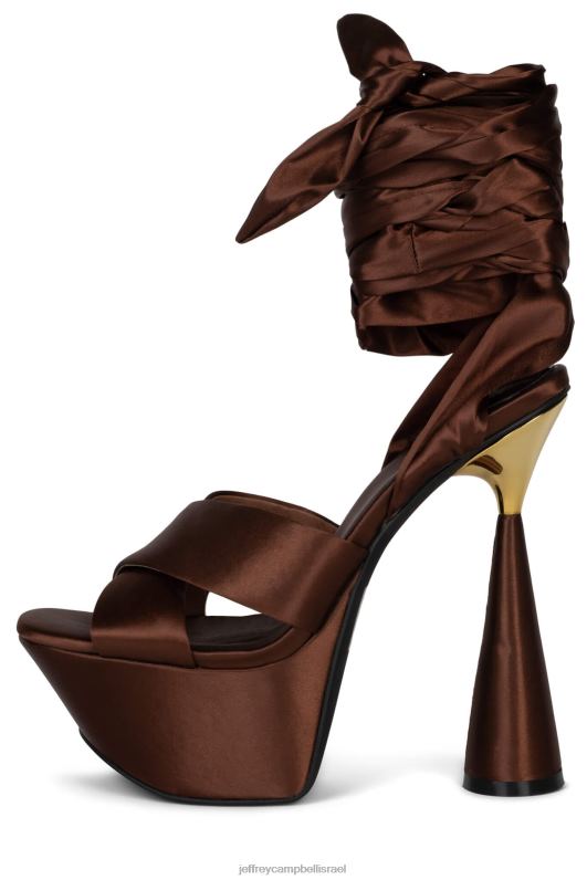 il Jeffrey Campbell בעוז סנדל פלטפורמה נשים זהב סאטן חום NN6N61028