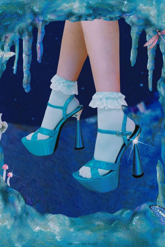 il Jeffrey Campbell מתפתח סנדל פלטפורמה נשים כסף ססגוני כחול NN6N61039