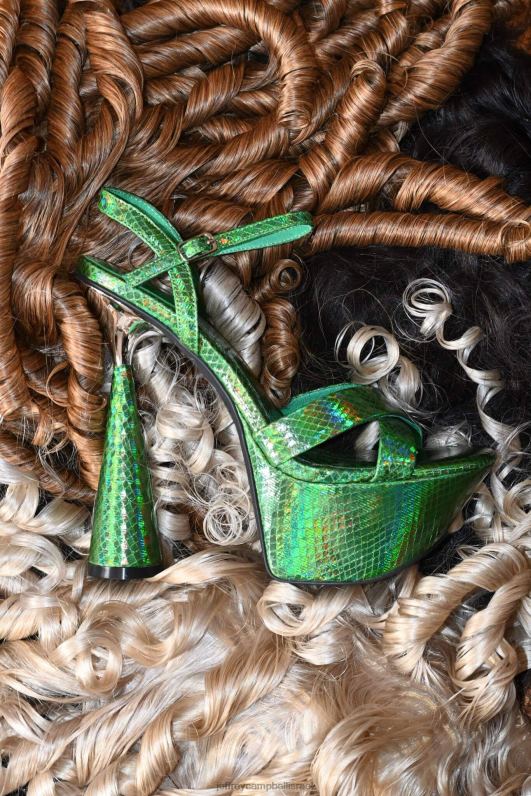 il Jeffrey Campbell מתפתח סנדל פלטפורמה נשים נחש ירוק כסף NN6N61040