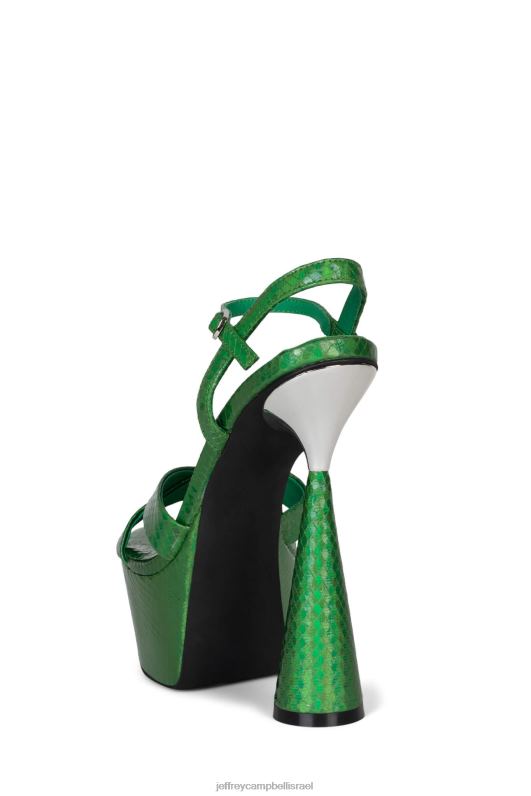 il Jeffrey Campbell מתפתח סנדל פלטפורמה נשים נחש ירוק כסף NN6N61040