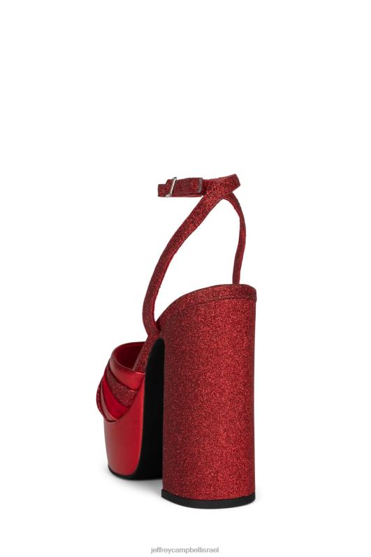 il Jeffrey Campbell בוגי-דאון סנדל פלטפורמה נשים משולבת נצנצים אדומים NN6N61044