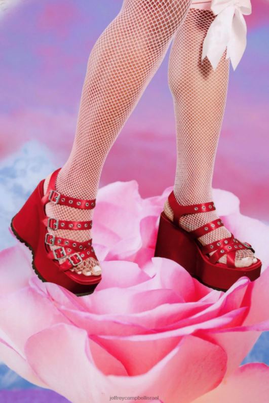 il Jeffrey Campbell בטל סנדל פלטפורמה נשים סאטן אדום NN6N61085