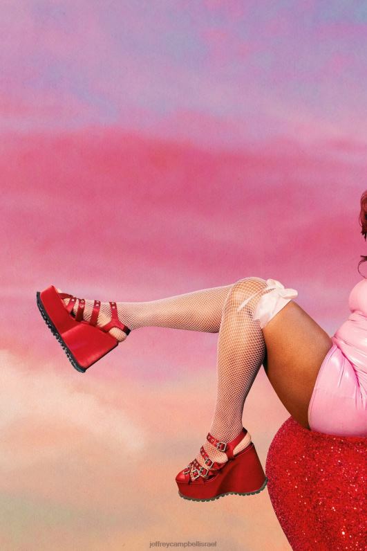 il Jeffrey Campbell בטל סנדל פלטפורמה נשים סאטן אדום NN6N61085