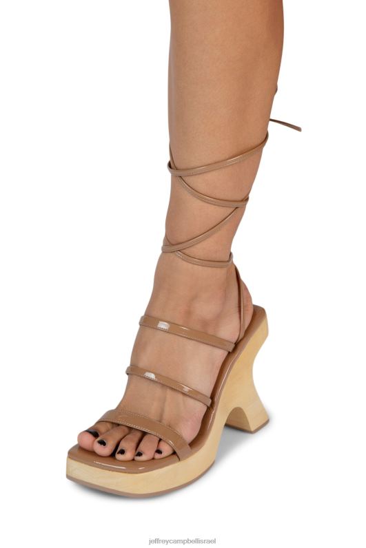 il Jeffrey Campbell תְחוּשָׁה סנדל פלטפורמה נשים פטנט קמט טבעי כהה NN6N6118