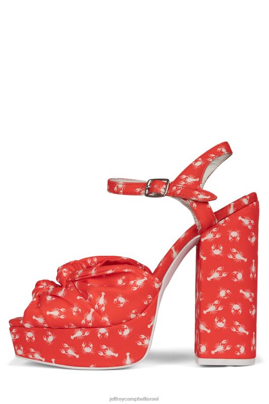 il Jeffrey Campbell קשר-יומיים סנדל פלטפורמה נשים הדפס סרטני לובסטר אדום NN6N61198