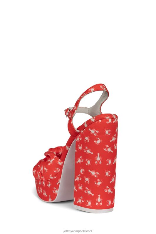 il Jeffrey Campbell קשר-יומיים סנדל פלטפורמה נשים הדפס סרטני לובסטר אדום NN6N61198