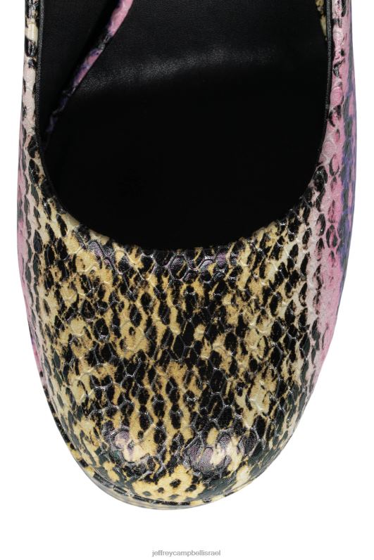 il Jeffrey Campbell אוקורר משאבת פלטפורמה נשים קומבו נחש צהוב סגול NN6N61298