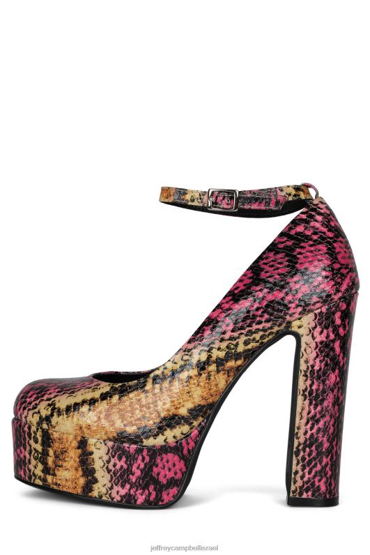 il Jeffrey Campbell אוקורר משאבת פלטפורמה נשים קומבו נחש כתום פוקסיה NN6N61299