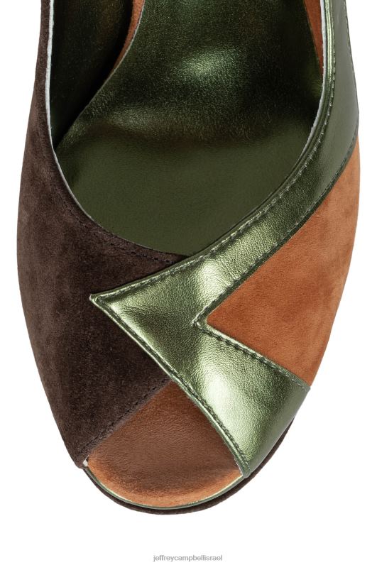 il Jeffrey Campbell רע-גורל משאבת פלטפורמה נשים שילוב של ירוק זמש חום NN6N61304