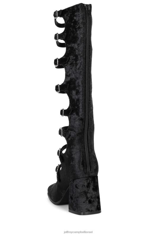 il Jeffrey Campbell מסייה משאבת עקב נשים קטיפה שחורה מעוכה NN6N61329