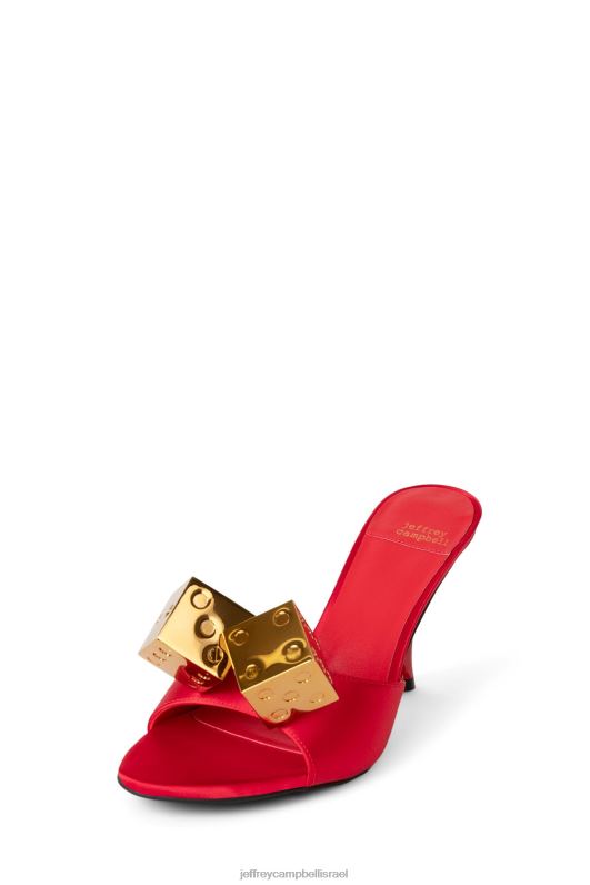 il Jeffrey Campbell קוביות סנדל עם עקבים נשים זהב סאטן אדום NN6N61403