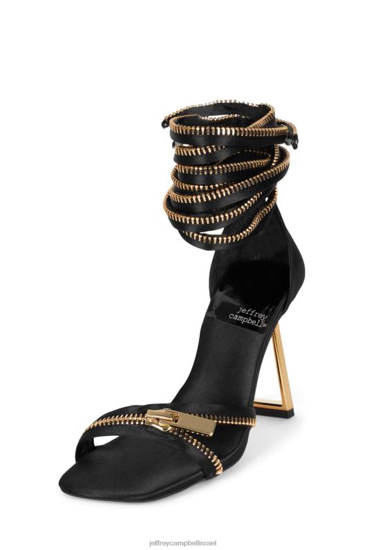 il Jeffrey Campbell מכווץ סנדל עם עקבים נשים זהב סאטן שחור NN6N61411