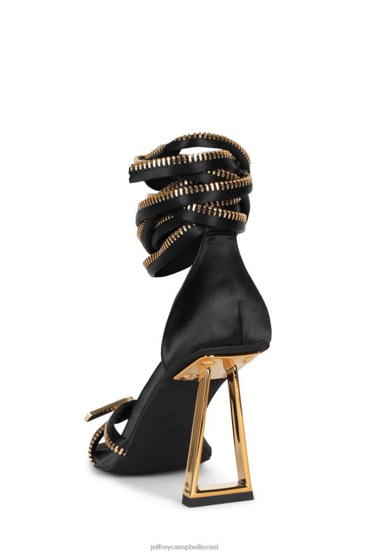 il Jeffrey Campbell מכווץ סנדל עם עקבים נשים זהב סאטן שחור NN6N61411