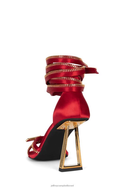 il Jeffrey Campbell מכווץ סנדל עם עקבים נשים זהב סאטן אדום NN6N61412