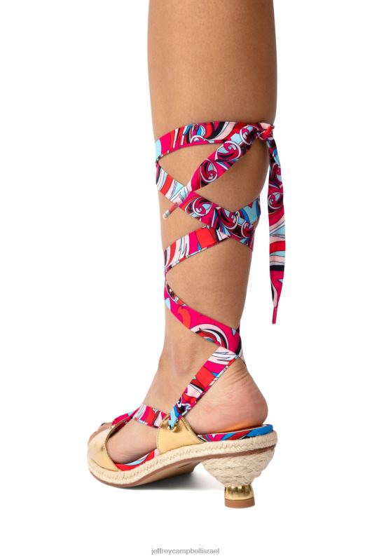il Jeffrey Campbell גלפגוס סנדל עם עקבים נשים זהב אדום מולטי NN6N61425