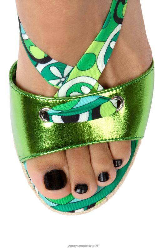 il Jeffrey Campbell גלפגוס סנדל עם עקבים נשים מולטי מתכתי ירוק NN6N61426