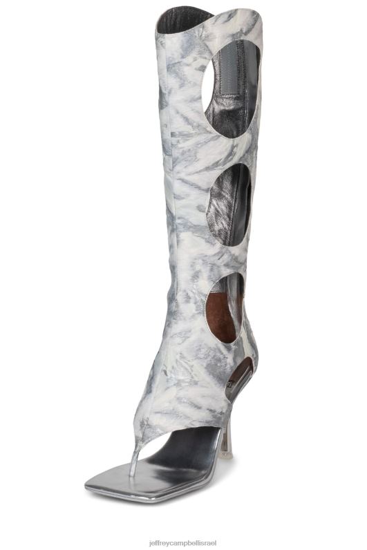 il Jeffrey Campbell חשף-ו סנדל עם עקבים נשים משולבת לבן אפור NN6N61456