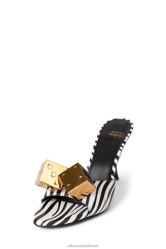 il Jeffrey Campbell קוביות סנדל עם עקבים נשים שחור לבן זברה כסף NN6N61460