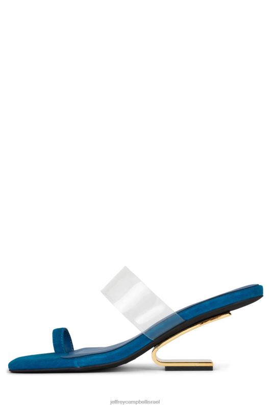 il Jeffrey Campbell לחשב סנדל עם עקבים נשים זמש כחול זהב NN6N61464