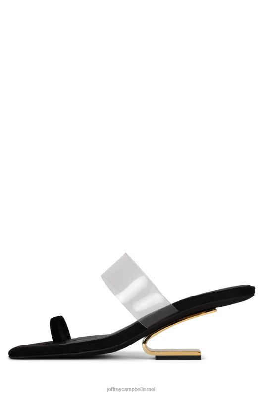 il Jeffrey Campbell לחשב סנדל עם עקבים נשים זמש שחור שקוף NN6N61466