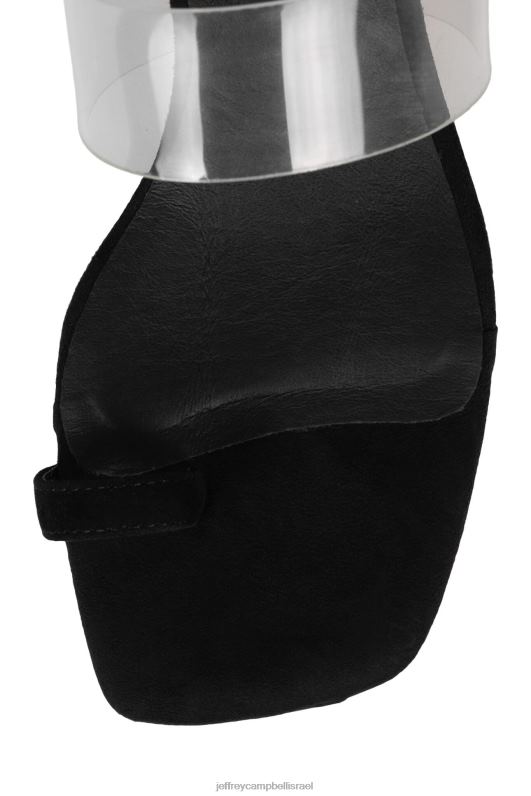 il Jeffrey Campbell לחשב סנדל עם עקבים נשים זמש שחור שקוף NN6N61466