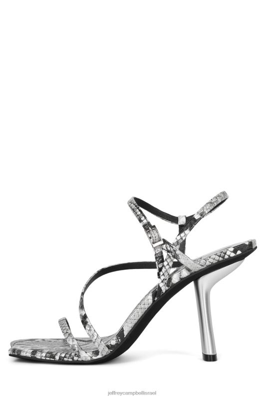 il Jeffrey Campbell אידיאליסטית סנדל עם עקבים נשים נחש שחור כסף NN6N61473
