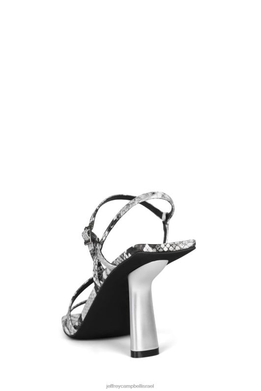 il Jeffrey Campbell אידיאליסטית סנדל עם עקבים נשים נחש שחור כסף NN6N61473