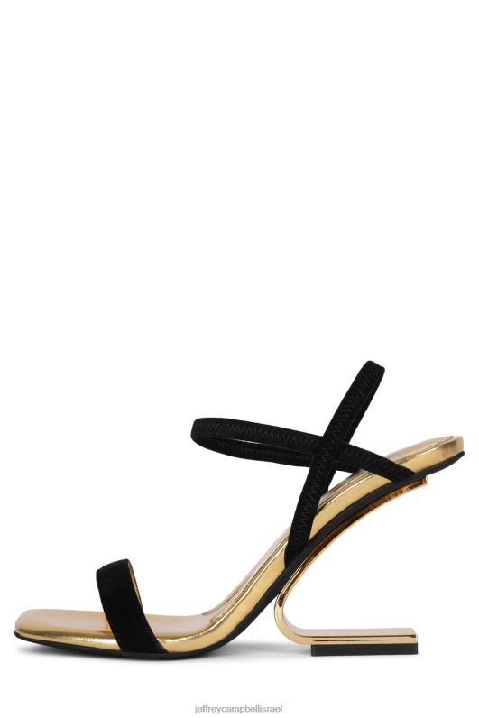 il Jeffrey Campbell גֵאוֹמֶטרִי סנדל עם עקבים נשים זמש שחור זהב NN6N61529