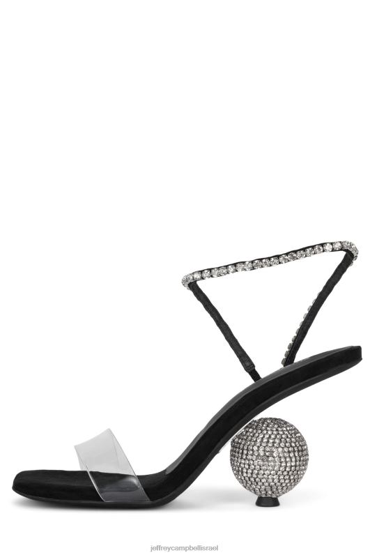 il Jeffrey Campbell ההמולה סנדל עם עקבים נשים כסף זמש שחור NN6N61548