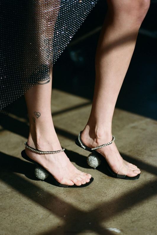 il Jeffrey Campbell ההמולה סנדל עם עקבים נשים כסף זמש שחור NN6N61548