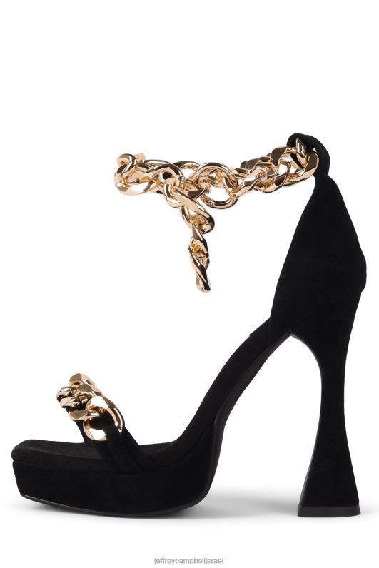 il Jeffrey Campbell אגם כסוף סנדל עם עקבים נשים זמש שחור זהב NN6N61572