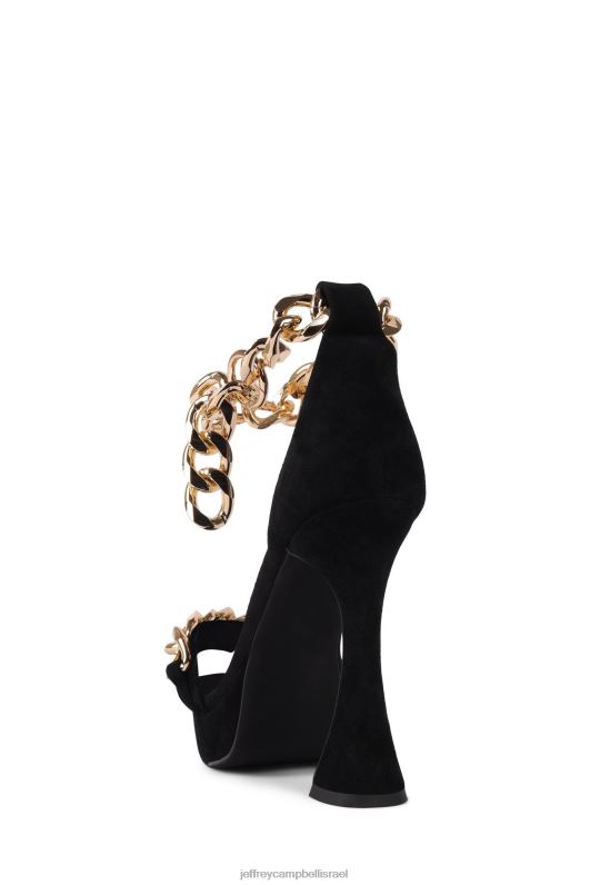 il Jeffrey Campbell אגם כסוף סנדל עם עקבים נשים זמש שחור זהב NN6N61572