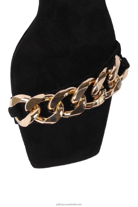 il Jeffrey Campbell אגם כסוף סנדל עם עקבים נשים זמש שחור זהב NN6N61572