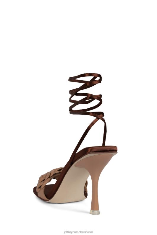il Jeffrey Campbell רוזי סנדל עם עקבים נשים סאטן חום טבעי כהה NN6N61638