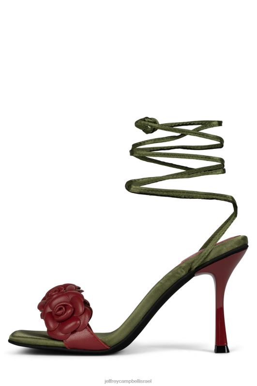 il Jeffrey Campbell רוזי סנדל עם עקבים נשים סאטן זית אדום NN6N61639