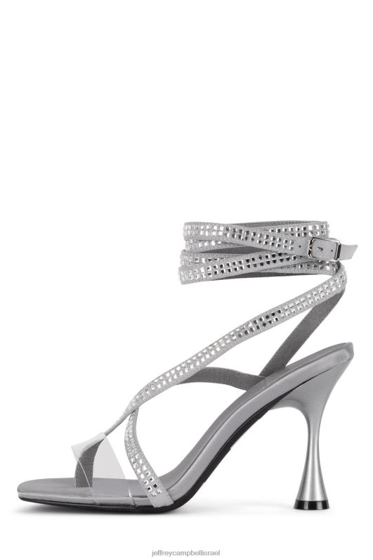 il Jeffrey Campbell עושר סנדל עם עקבים נשים כסף סאטן אפור NN6N61643