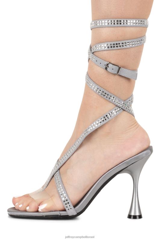 il Jeffrey Campbell עושר סנדל עם עקבים נשים כסף סאטן אפור NN6N61643
