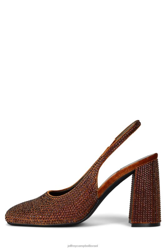 il Jeffrey Campbell דברים נוצצים ורועשים פרד עם עקב נשים משולבת קטיפה כתומה כהה NN6N61658