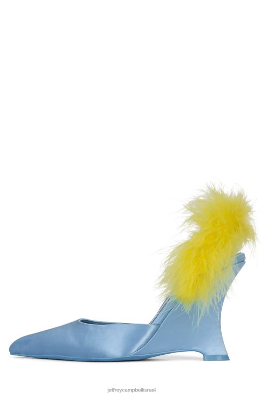 il Jeffrey Campbell שוויצר פרד עם עקב נשים כחול סאטן צהוב NN6N61659