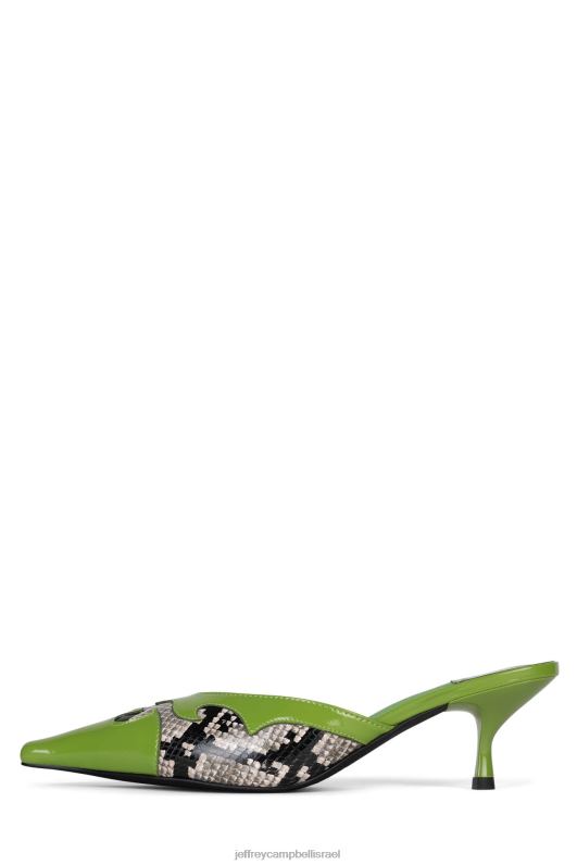 il Jeffrey Campbell חוֹבְבָן פרד עם עקב נשים טפיחה ירוקה נחש שחור אפור NN6N61670