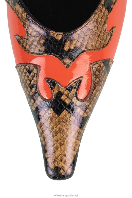 il Jeffrey Campbell חוֹבְבָן פרד עם עקב נשים כתום נחש חום בז' NN6N61672