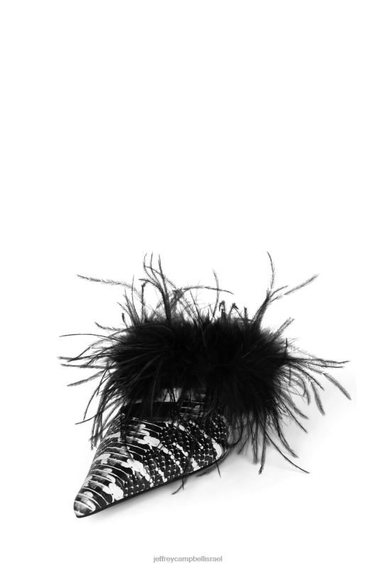 il Jeffrey Campbell נוצות פרד עם עקב נשים נחש שחור לבן NN6N61695