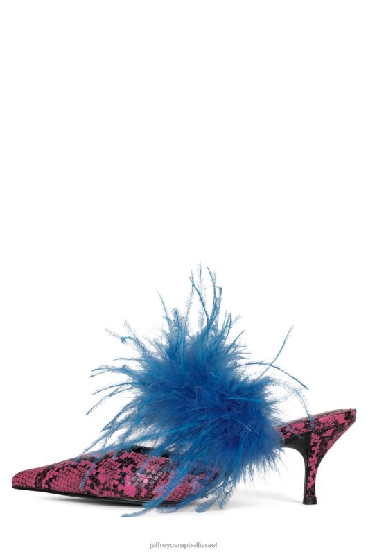 il Jeffrey Campbell נוצות פרד עם עקב נשים ורוד נחש כחול NN6N61696
