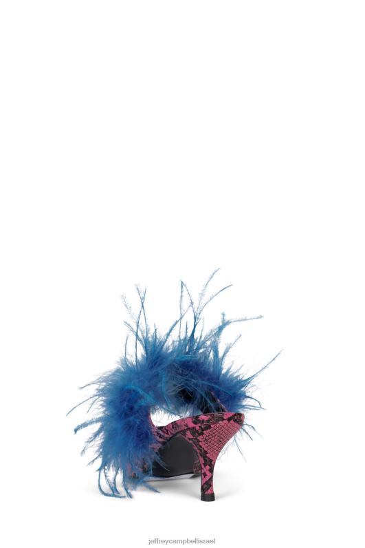 il Jeffrey Campbell נוצות פרד עם עקב נשים ורוד נחש כחול NN6N61696